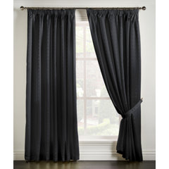 One Pair Of INTERIORS Halo Slub Effect Heavy 3" Pencil Pleat Lined Curtains 