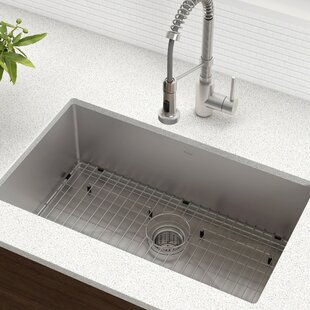 Top Mount Kitchen Sink Single Basin w/ Adjustable Basket Tray Drain Set Strainer 