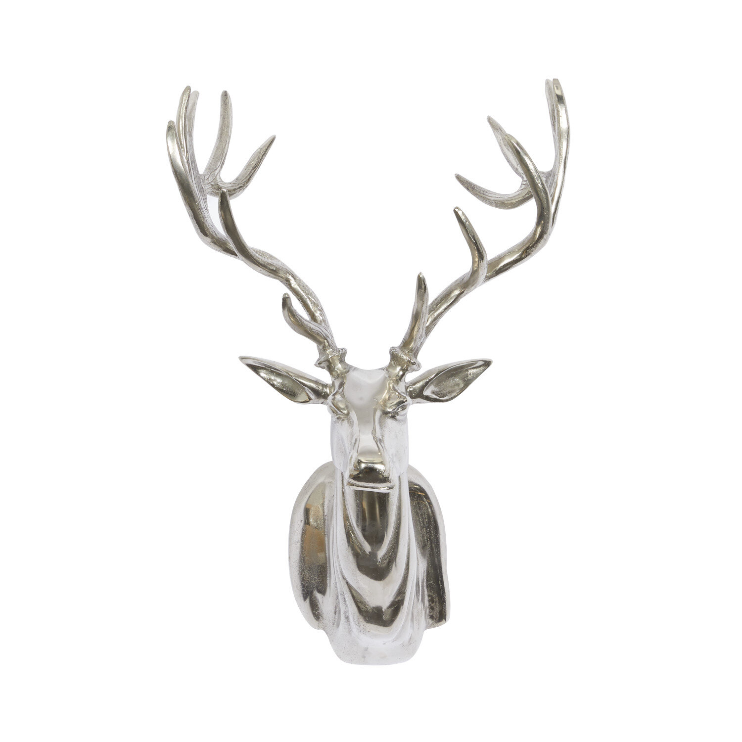 Modern Silver Finish Wall Mounted Aluminium Stag Head Deer Decor Ornament Antler
