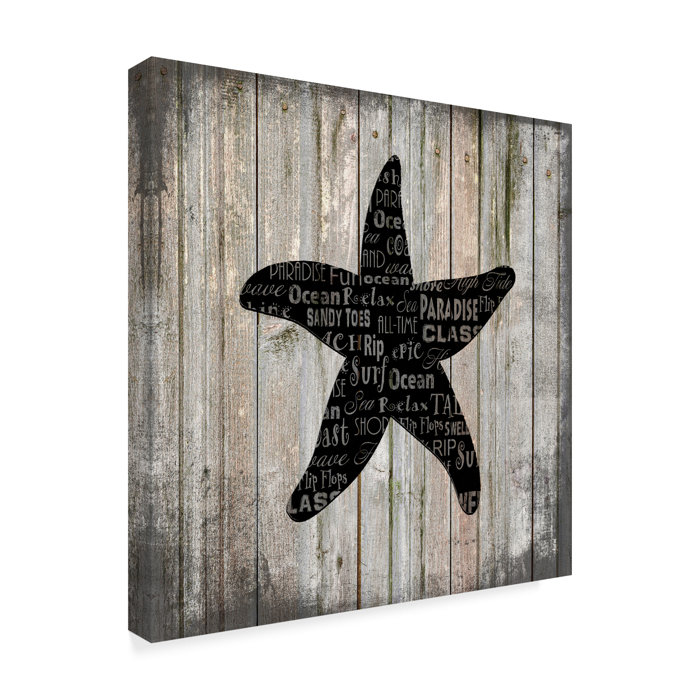 Trademark Art Black Sea Star Graphic Art Print On Wrapped Canvas