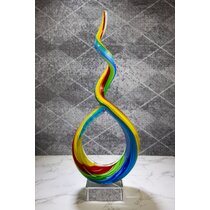 D GIFTS PLAZA Handcrafted Murano Art Glass Monet Blue Spectrum Figurine 18 on Base 