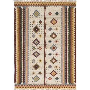 Ankara Kilim Hand Woven Cream Area Rug