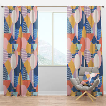 Folk N Funky Mid Century Modern Kites Geometric Semi Sheer Curtain Panels Wayfair