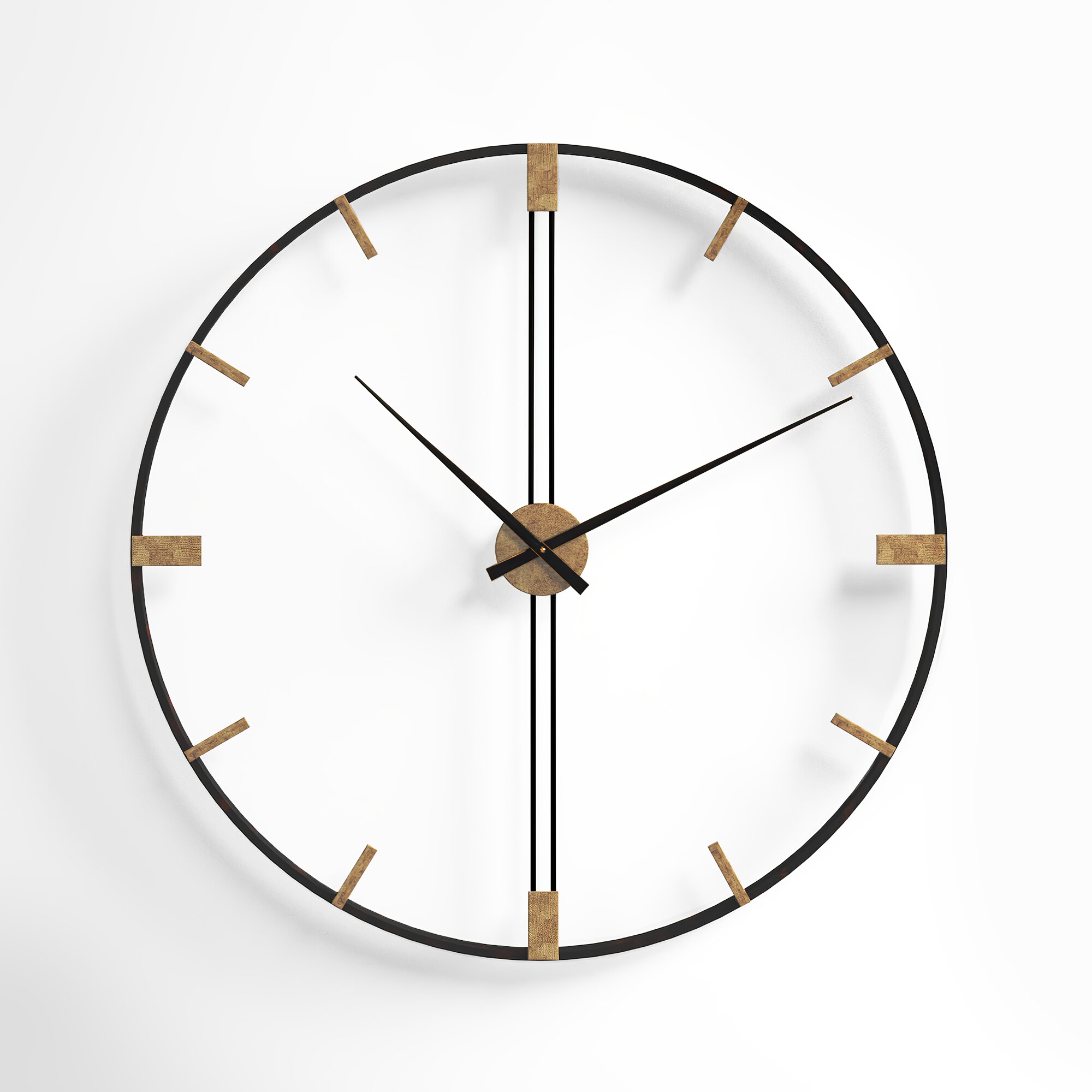 Creative Retro Circular Wall Clock Five-Pointed Star Pattern Iron Hanging Clocks 