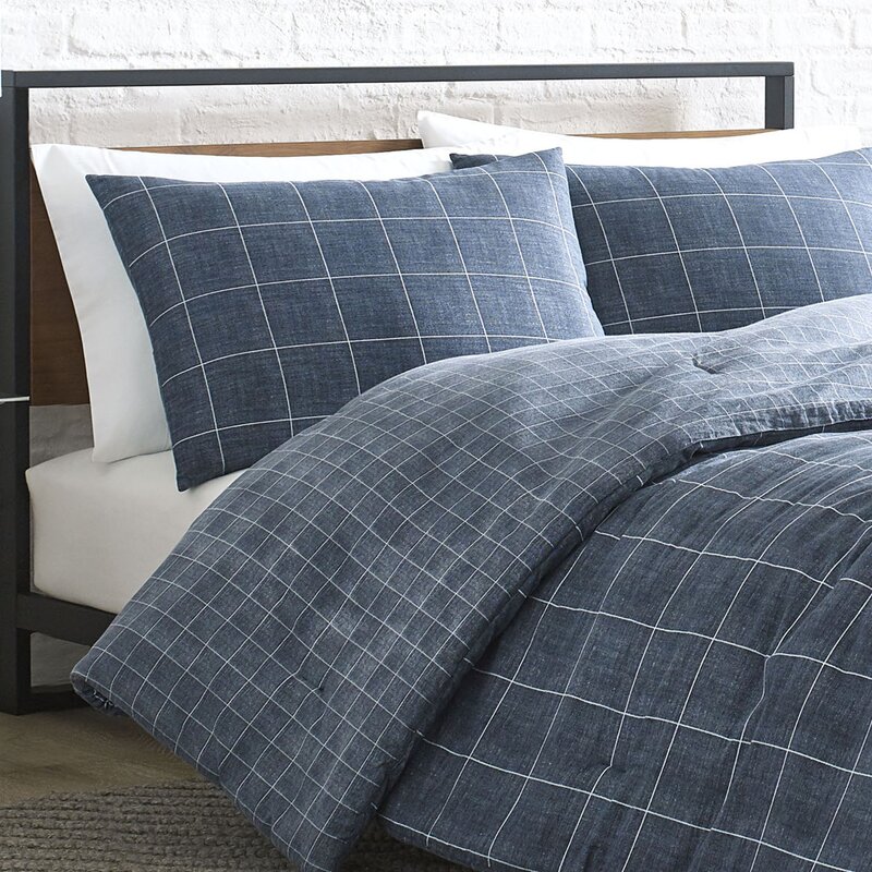 Kenneth Cole New York Holden Grid Blue Twin Duvet Cover Set Wayfair