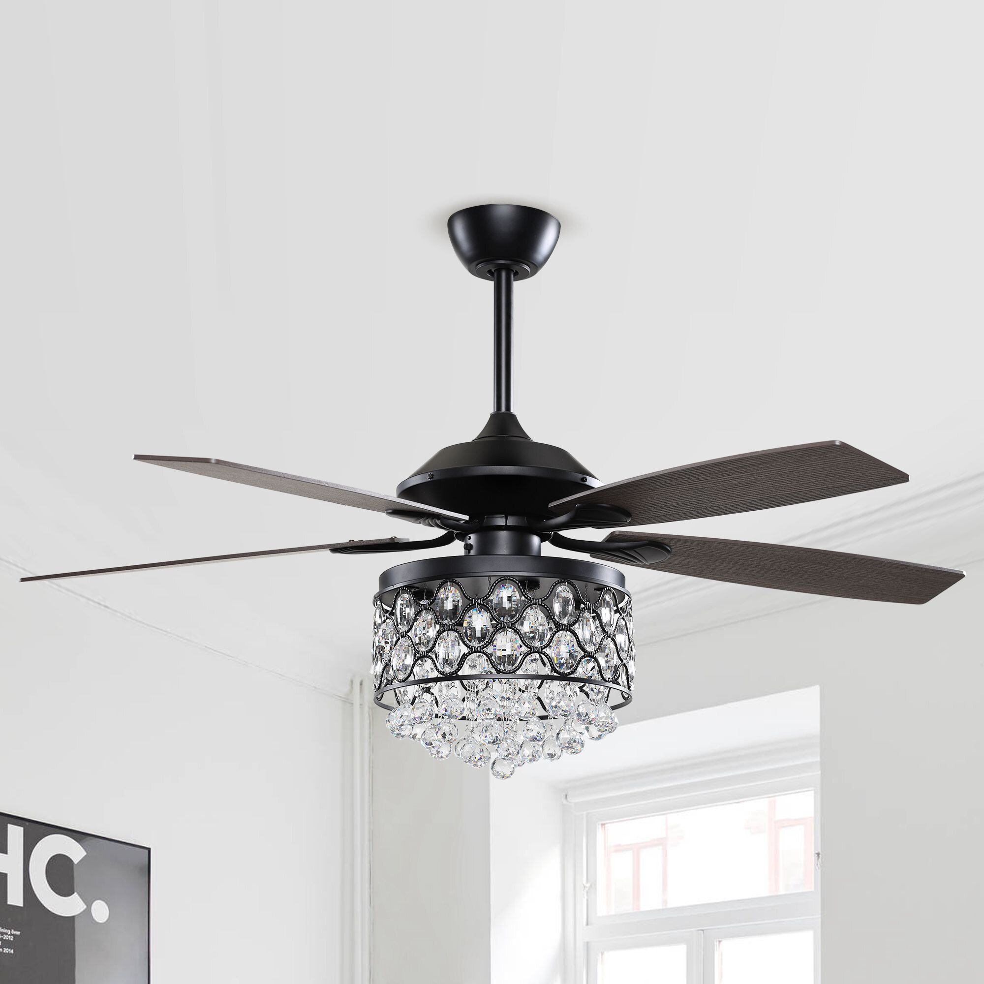 House Of Hampton 52 Frazee 5 Blade Crystal Ceiling Fan With Remote Control And Light Kit Included Reviews Wayfair