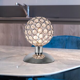 LED Tischlampe Kugel Silber Höhe 37cm Wohnzimmerlampe Leuchte Design Dekolampe 