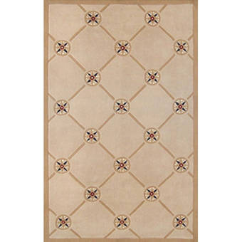 Loon Peak Almedacheatham Geometric Hand Knotted Wool Gold Brown Area Rug