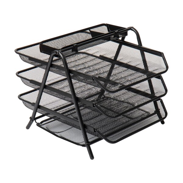 and Mesh Desktop Organizer Comix Letter Tray with 3 Stackable Tiers Black File holder 