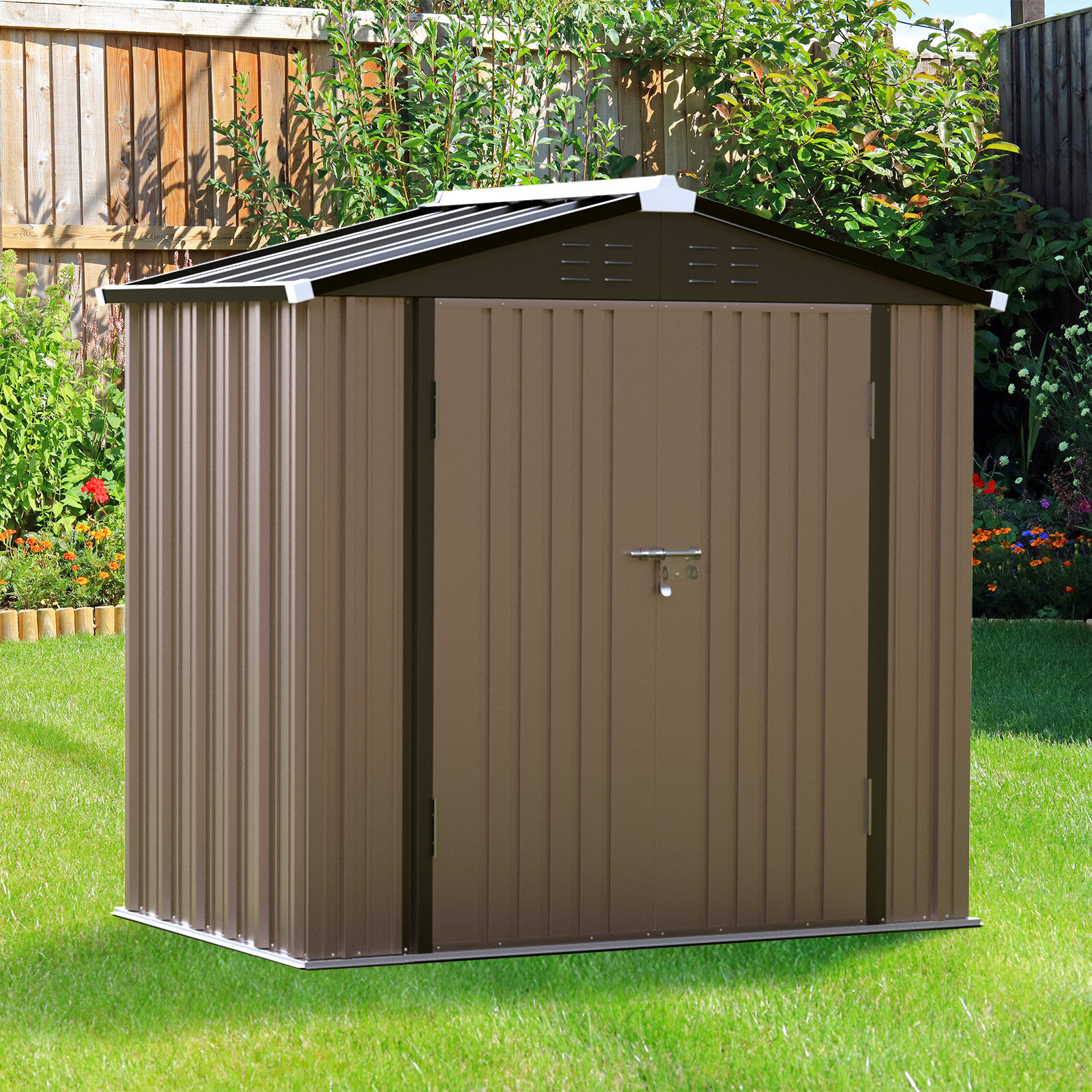 Garden & Outdoors furniture-uk-shop 6 x 4ft Metal Garden Apex Roof ...