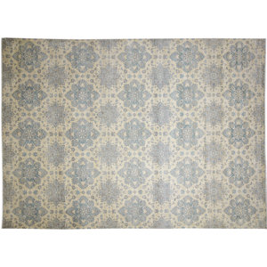One-of-a-Kind Peshawar Faded Abdessamad Hand-Knotted Ivory Area Rug