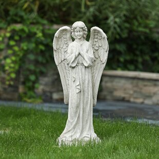 Angel Kneeling with Dove in Hands Statue Sculpture US No Model