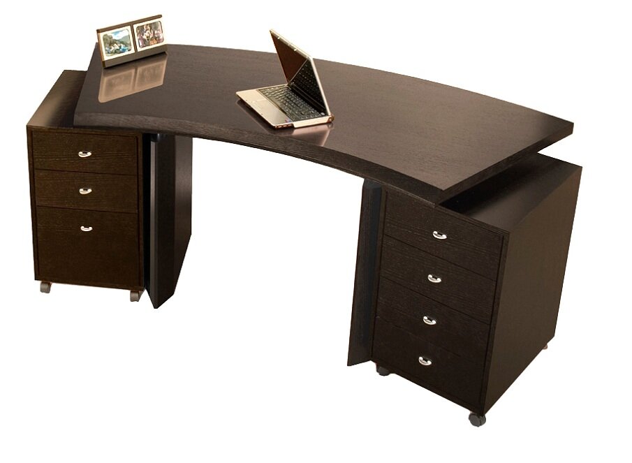 curved desk with drawers