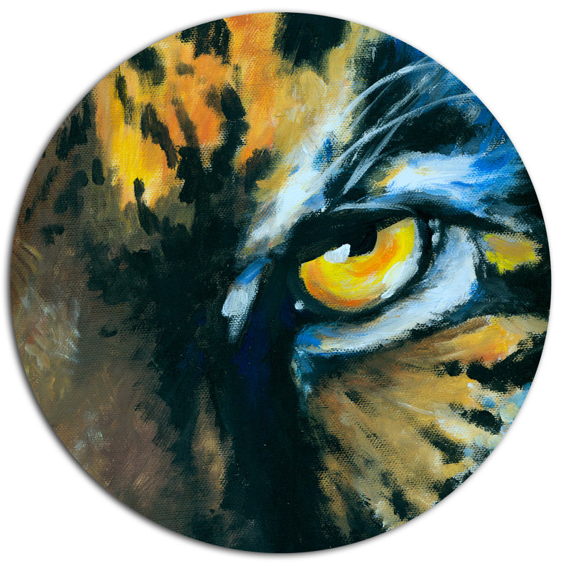 Designart Ferocious Eye Of Tiger Oil Painting Print On Metal