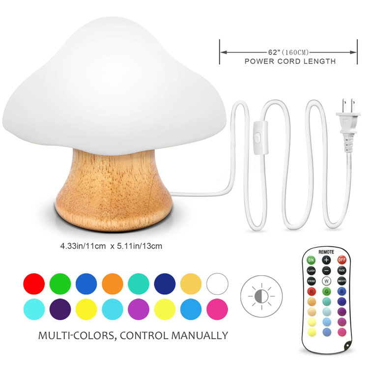 Immortal Goods Veilleuse Pour Enfants Lampe De Champignon En Bois En Silicone Del Lampe De Chevet Pour Bebe Allaitement Chambre D Enfants 16 Couleurs Changeantes 4 Luminosite 4 Modes De