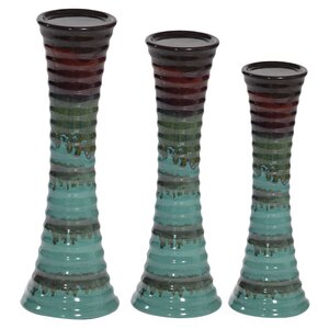 Petra 3 Piece Ceramic Candlestick Set