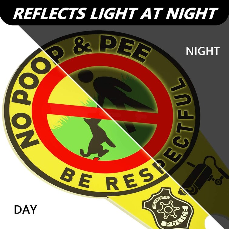 2 Pieces No Poop Dog Signs No Poop and Pee Sign Luminous Be Respectful Sign Yard Dog Sign with Stake Glow in The Dark Dog Signs 