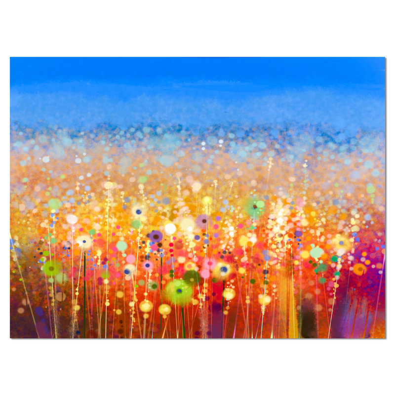 Designart Abstract Flower Field Watercolor Painting Print On Wrapped Canvas Wayfair
