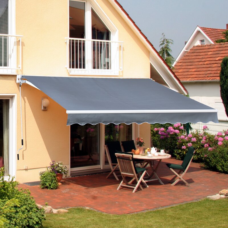 Outsunny Manual Sun Shade Outdoor 10quot W X 8quot D Fabric Retractable