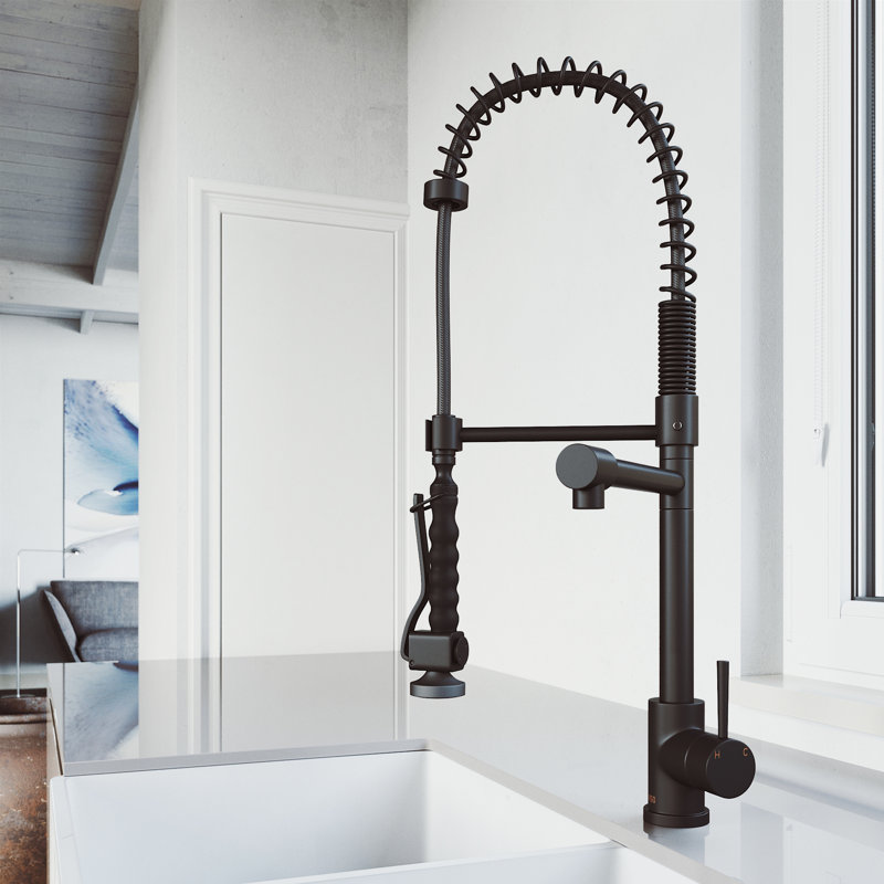 Vigo Zurich Pull Down Single Handle Kitchen Faucet With Optional