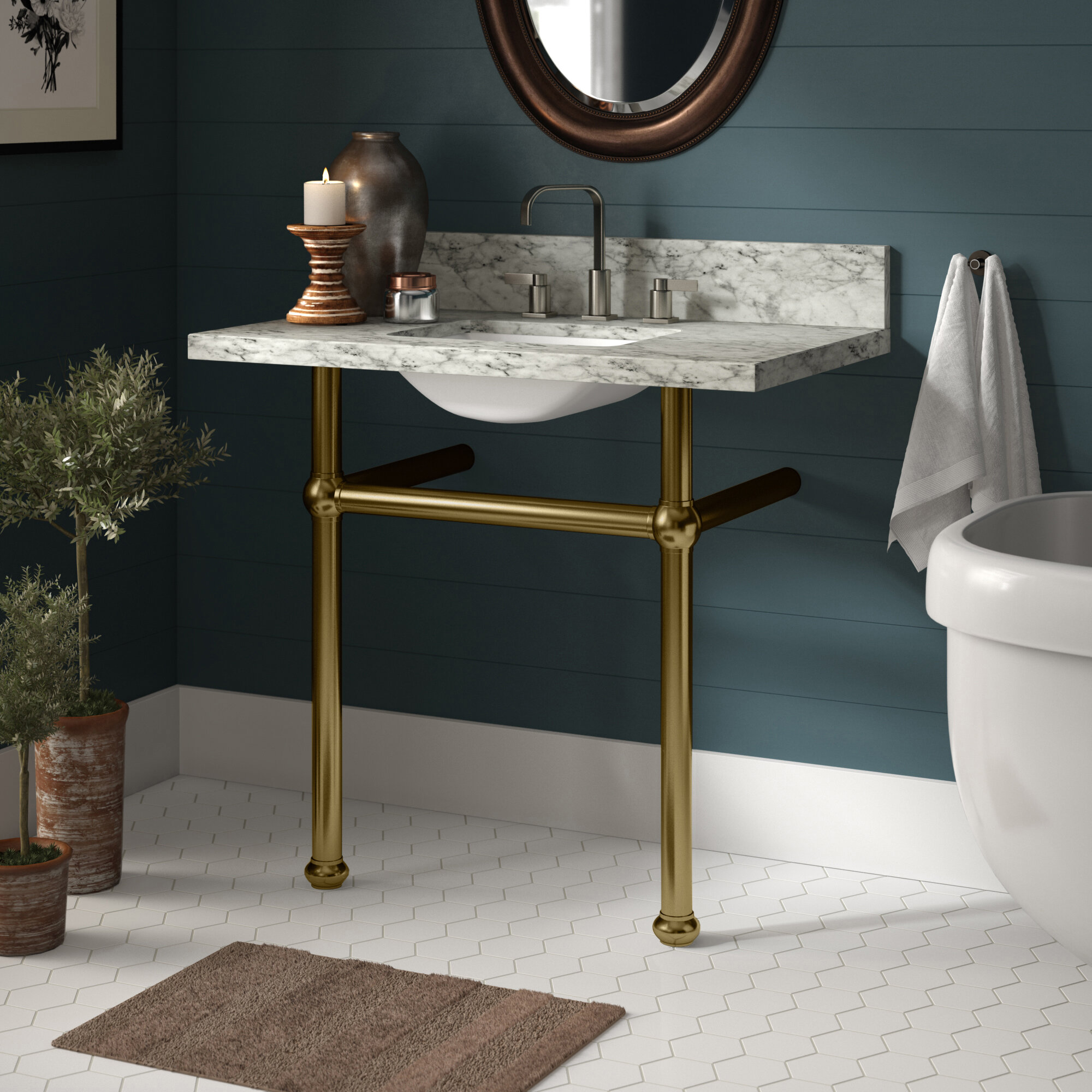Kingston Brass Carrara Marble 36 Single Bathroom Vanity Set