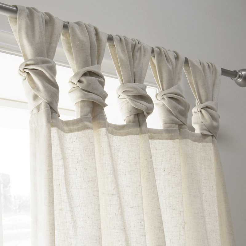 Gracie Oaks Weatherby Faux Linen Solid Semi Sheer Twist Tab Top