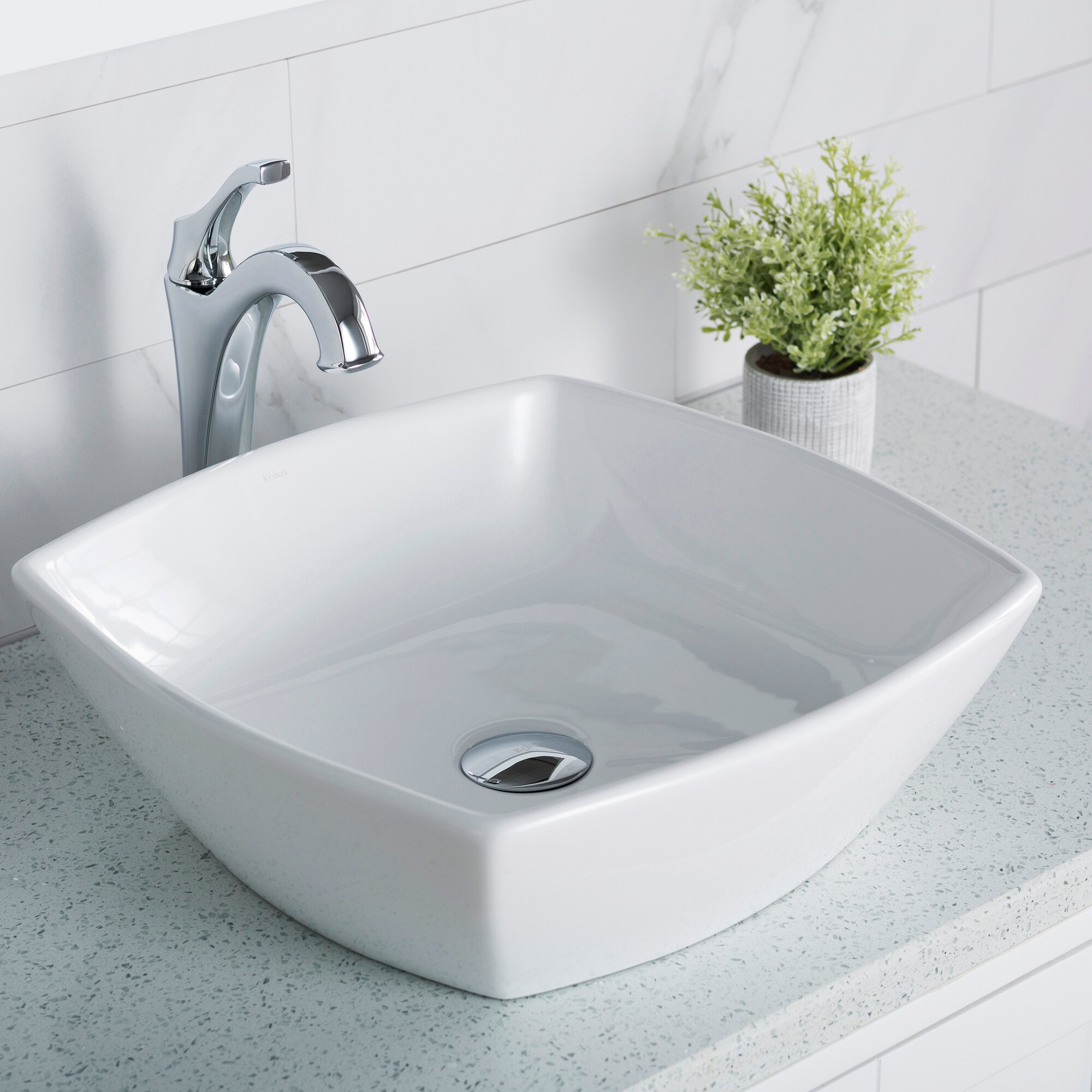 Kcv 126 Kraus Thin Ceramics White Porcelain Square Vessel Bathroom Sink Reviews Wayfair