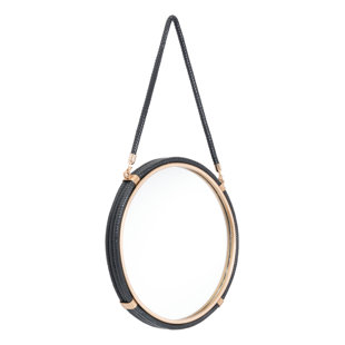 Round Mirror Leather Strap Wayfair Hensley Round Accent Mirror