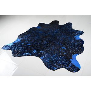 Syre Metallic Cowhide Hand Woven Blue/Black Area Rug