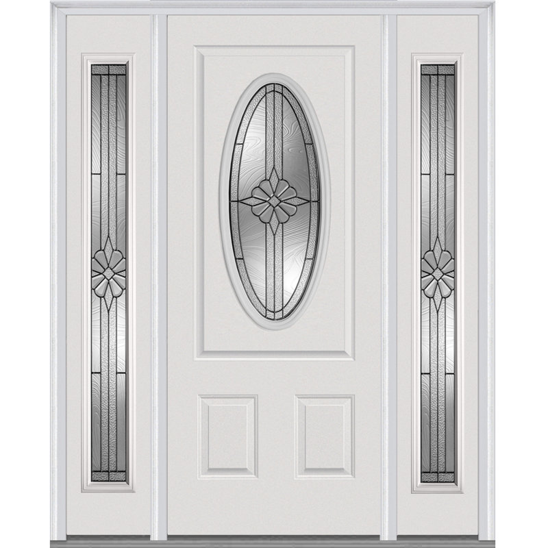 Verona Home Design Dahlia Primed Steel Prehung Front Entry Doors