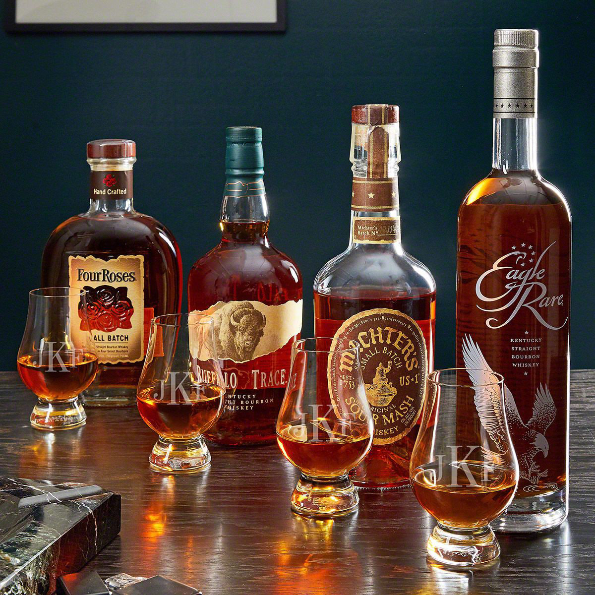 Home Wet Bar Classic Monogram Engraved Luxury Glencairn Glasses 9 Pc ...