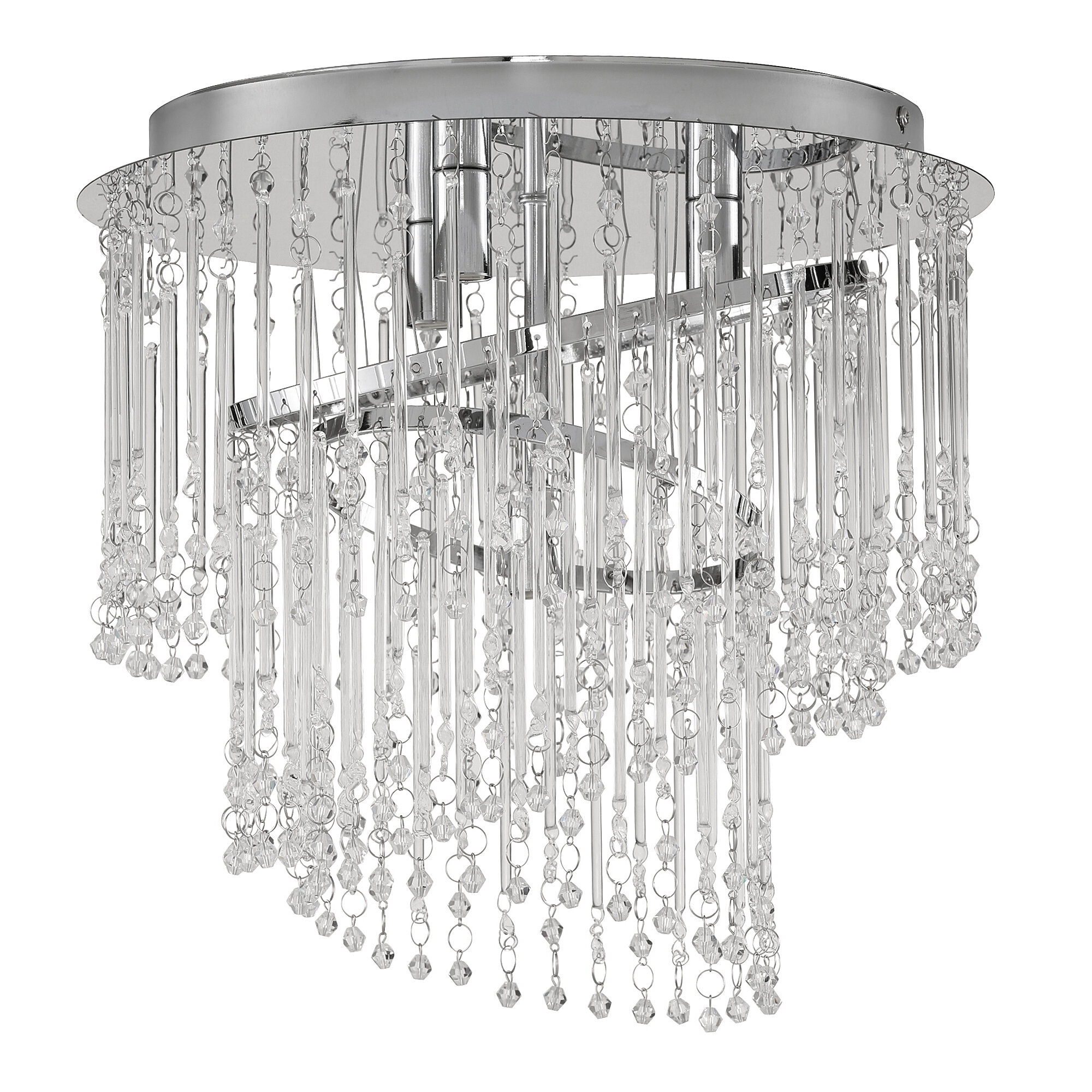 4 Light Flush Ceiling Light with Crystal Droplets