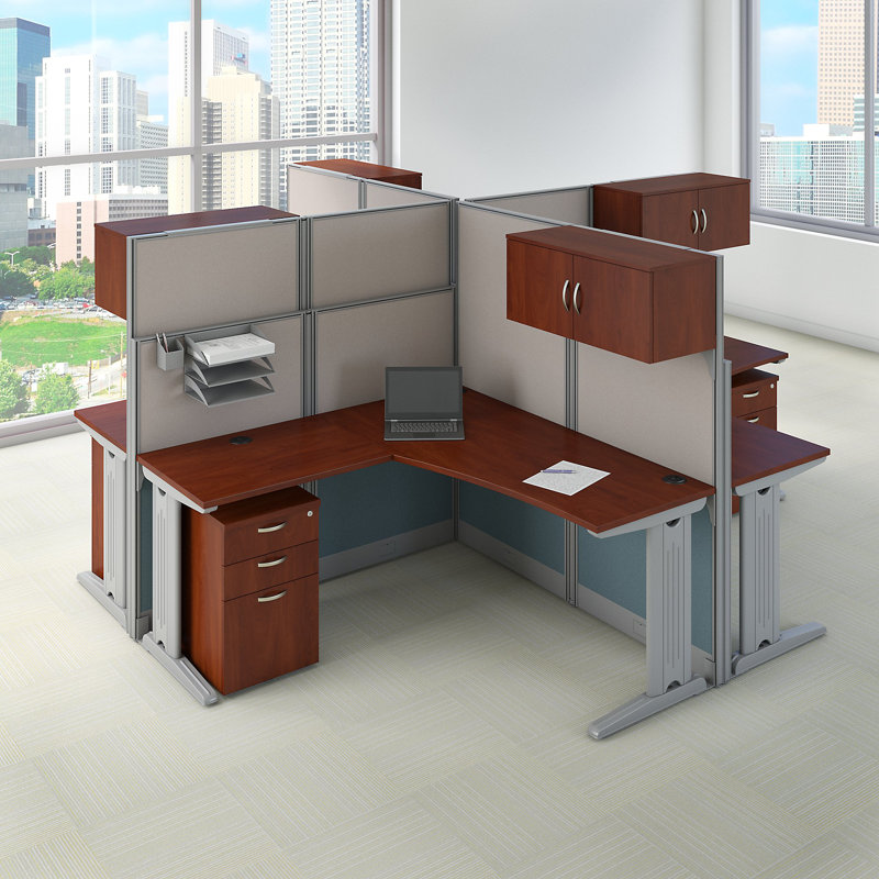 Bush Business Furniture Office In An Hour 4 Person L Shaped Desk