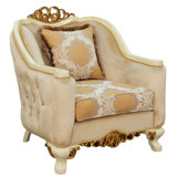 Angelica Chair Beige Gold With Brown Fabric by European Furniture