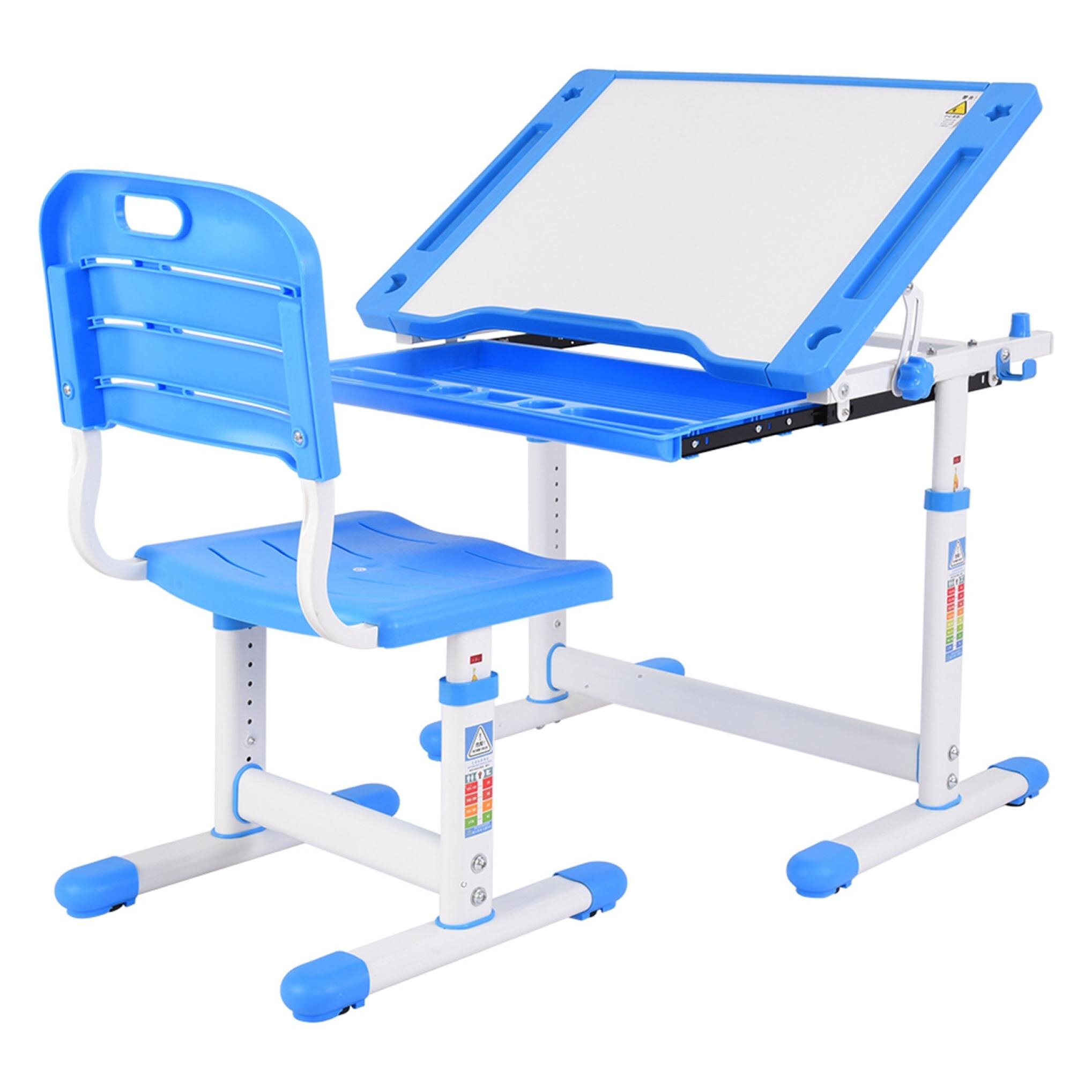 Height Adjustable Study Desk And Chair Set 3-18 Yr School Student Drawer Desktop 