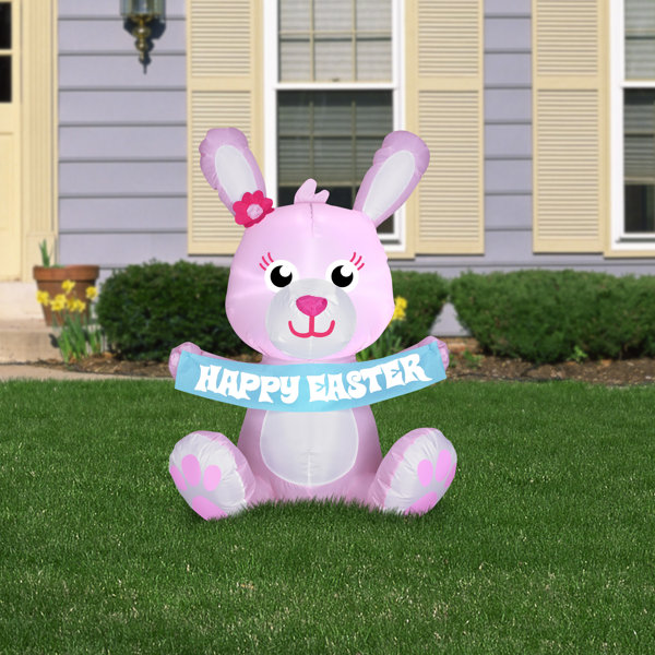 Gemmy Industries Airblown Happy Easter Bunny Lighted Display & Reviews ...