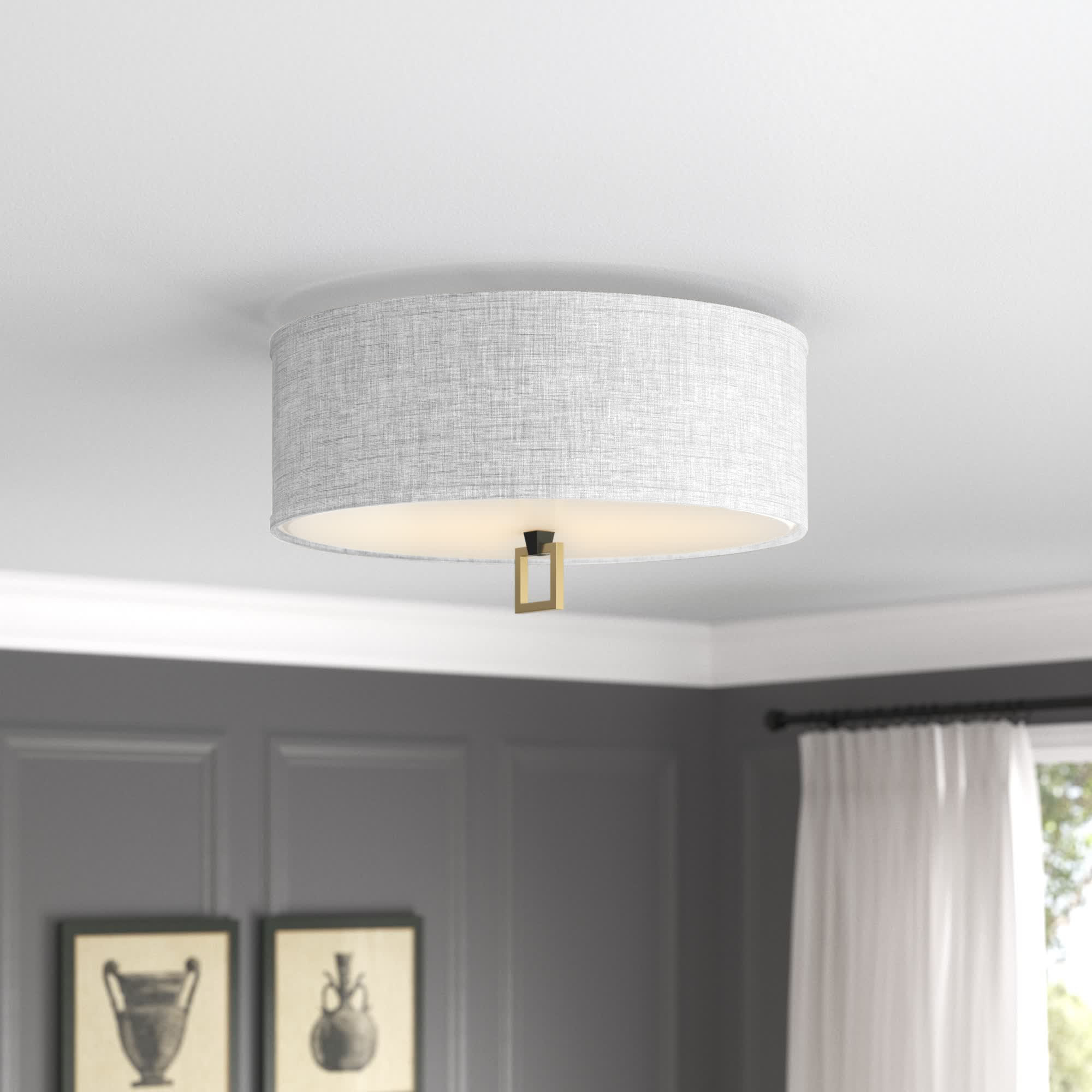 Light 23.75'' Shaded Drum Semi Flush 