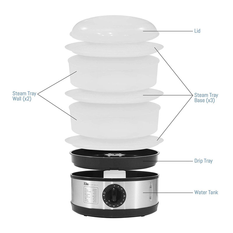 Elite By Maxi Matic Platinum 8 5 Qt Food Steamer Reviews Wayfair