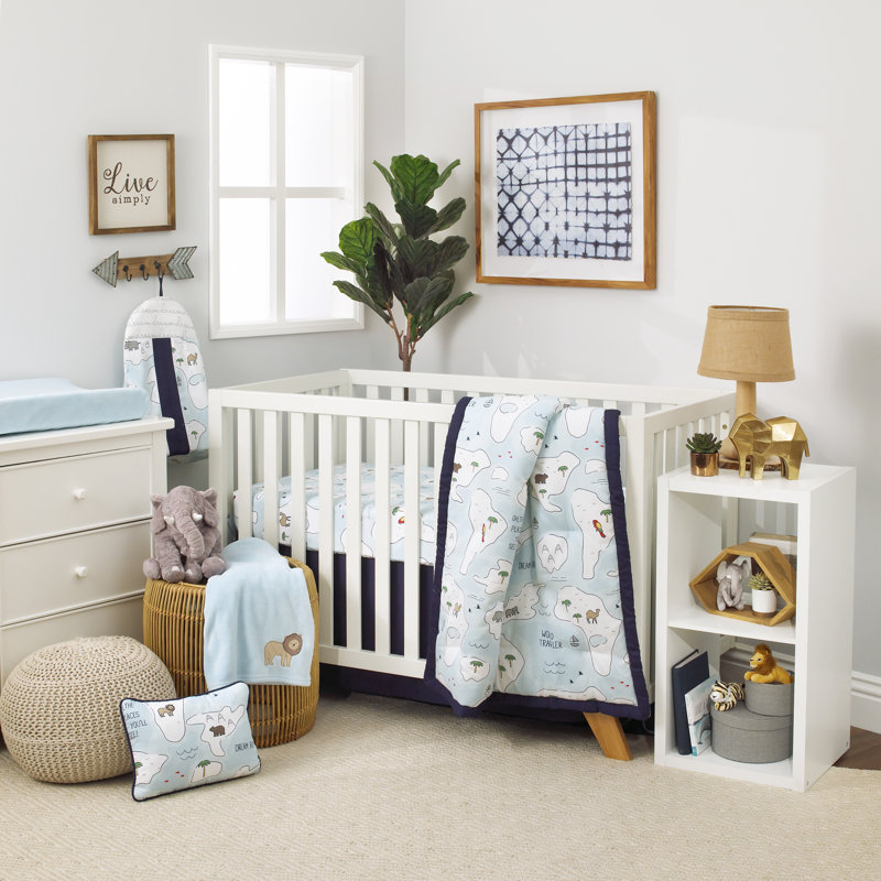 Zoomie Kids Waverly Place Little Explorer World Map 8 Piece Crib