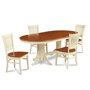 Lunde 5 Piece Solid Rubber Wood Dining..