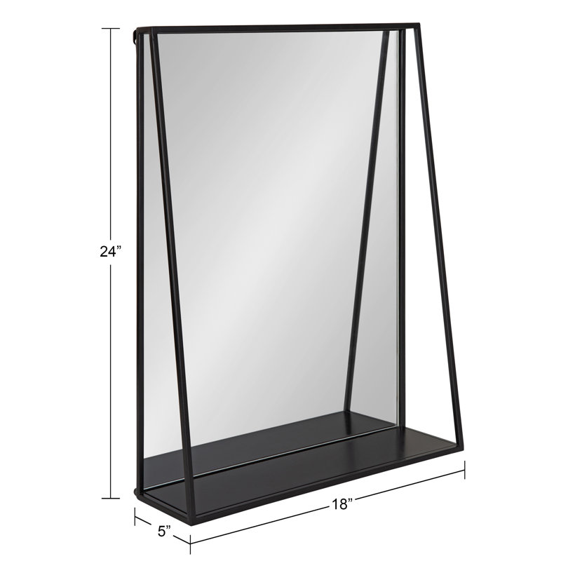 Latitude Run Lintz Metal Framed Modern Beveled With Shelf Accent