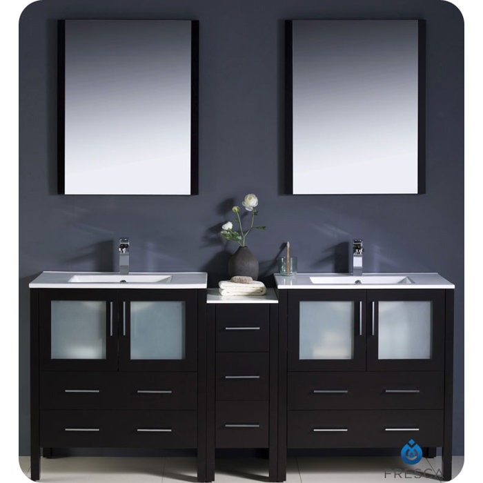 Torino 72 Double Bathroom Vanity Set With Mirror Torino 72 Double Bathroom Vanity Set With Mirror