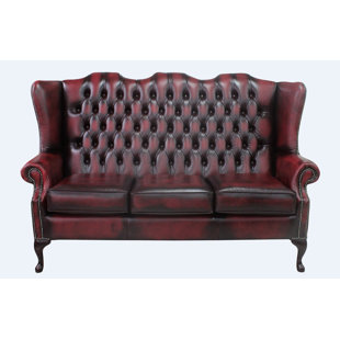 Leather 3 Piece Sofa Suites Wayfair Co Uk Cedric Genuine Leather 3 Seater Chesterfield Sofa