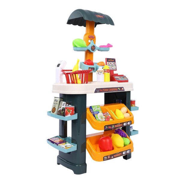 Supermarket Cash Register with Accessories Kids Pretend Role Play Toy Set 