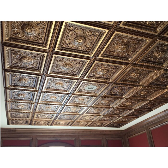 La Scala 2 Ft X 2 Ft Lay In Or Glue Up Ceiling Tile In Antique Gold
