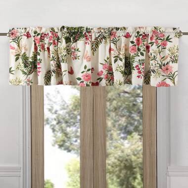 Details about   Pair of Floral Rose Stitched Design Cotton Polyester Curtain Valances 