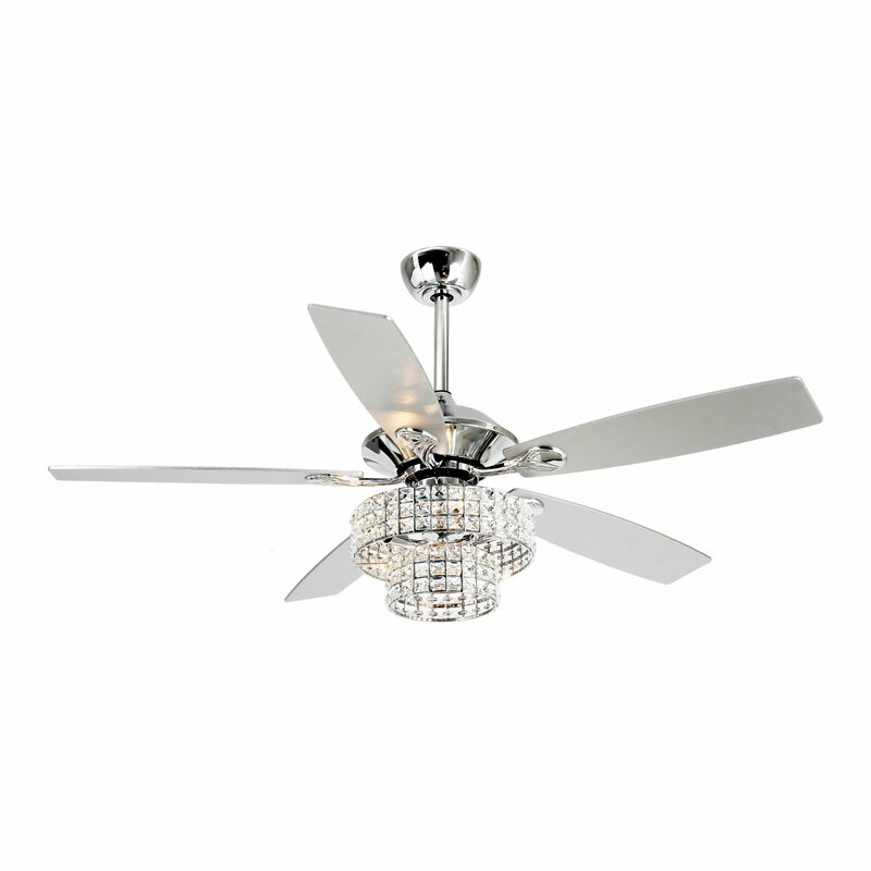 Gold Flamingo 52 Kyree 5 Blade Crystal Ceiling Fan With Remote Control Reviews Wayfair