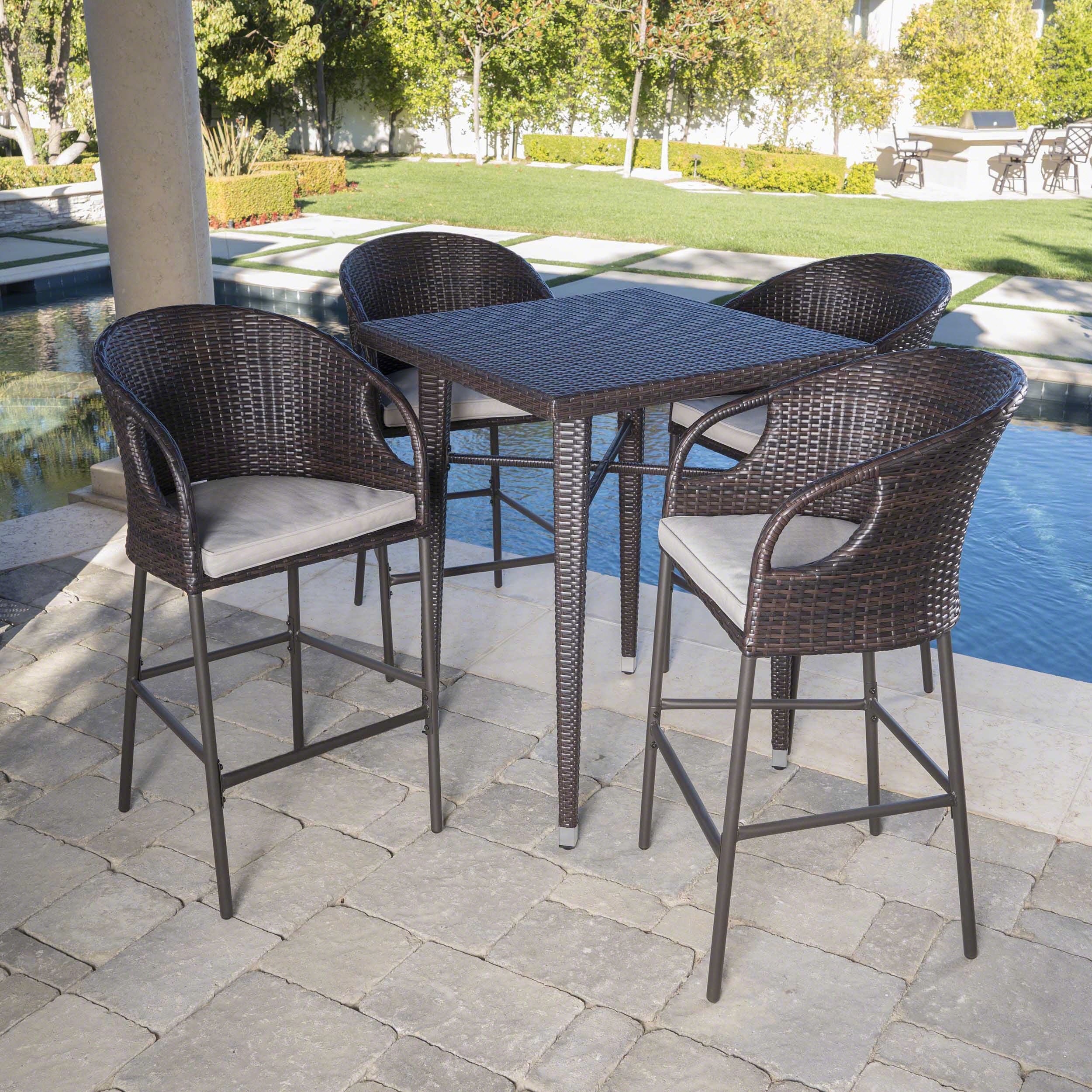 Wrought Studio Ching Outdoor 5 Piece Bar Height Dining Set With