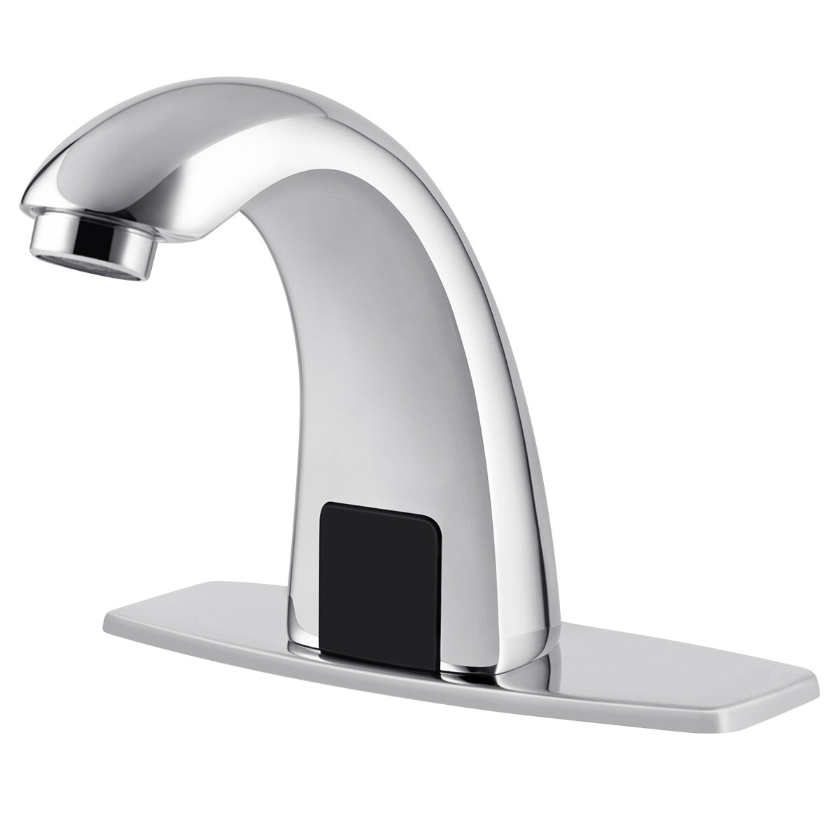 Hot Cold Water Mixed Electricity & Battery AC/DC Powered Solid Brass Chrome Gimify Touchless Sensor Bathroom Faucet Automatic Smart Single Hole Hands Free Sink Tap w/Hole Cover Deck Plate 