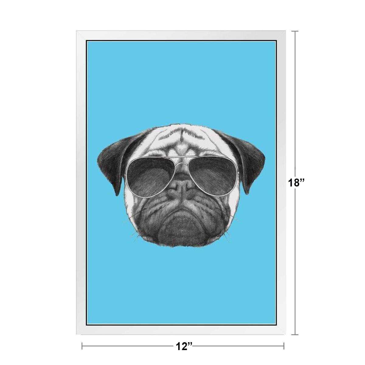 Dogs Pugs Painting Brown Black Art Print Framed Poster 14x20 inch 